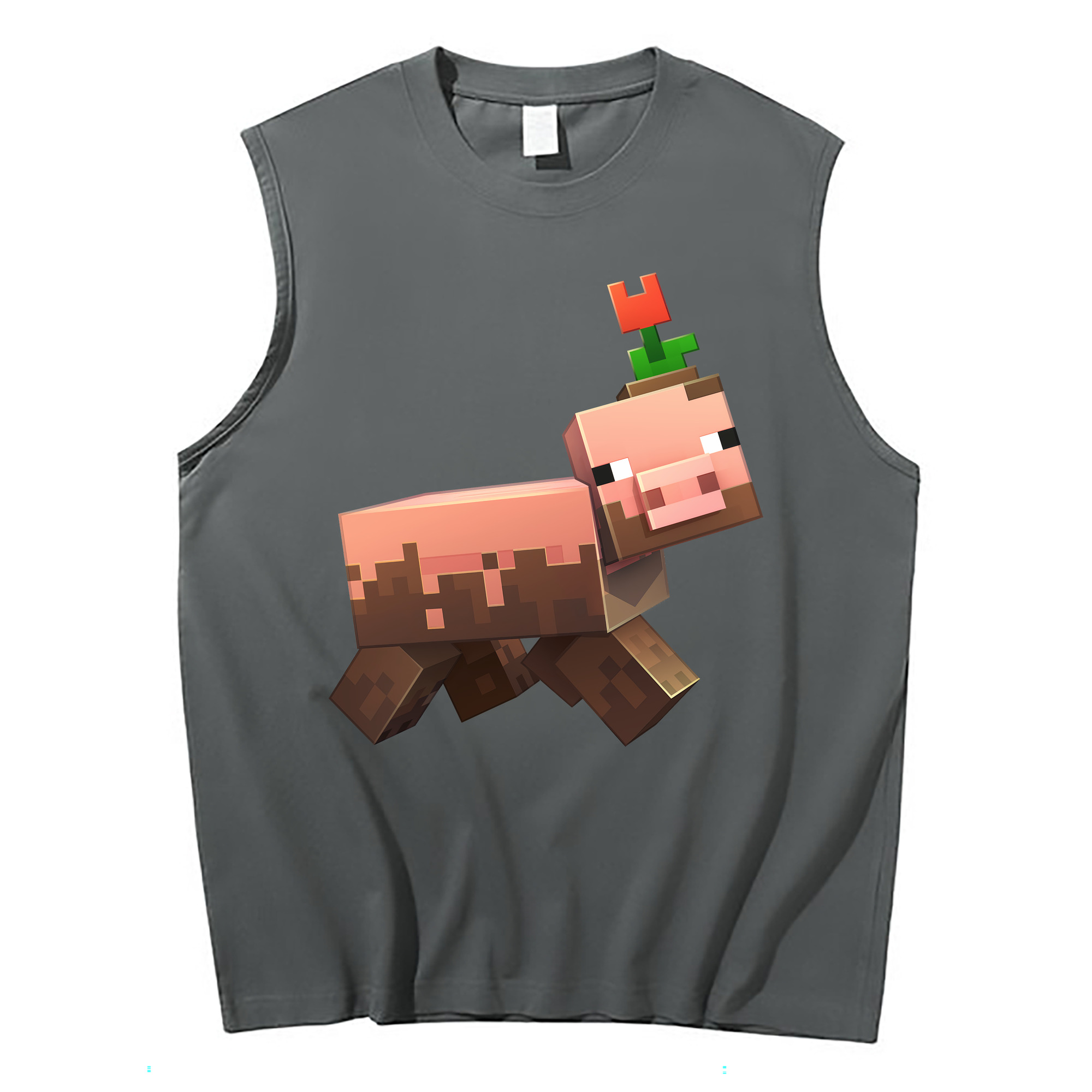 （画像用） マインクラフト ブロックの世界 Minecraft MC Block world コットン100％タンクトップ（フロントプリント）